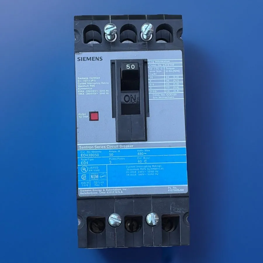 Автоматический выключатель Siemens ED43B050 Sentron Series Circuit Breaker 50A 3