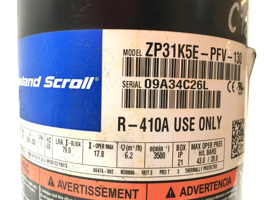 Компрессор Copeland ZP31K5E-PFV-130 Scroll Compressor 2.5 Ton 208-230V 1PH 31100