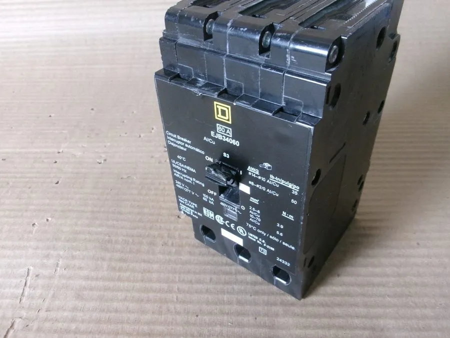 Автоматический выключатель Square D EJB34060 60A 3P 480V Bolt-On Circuit Breaker
