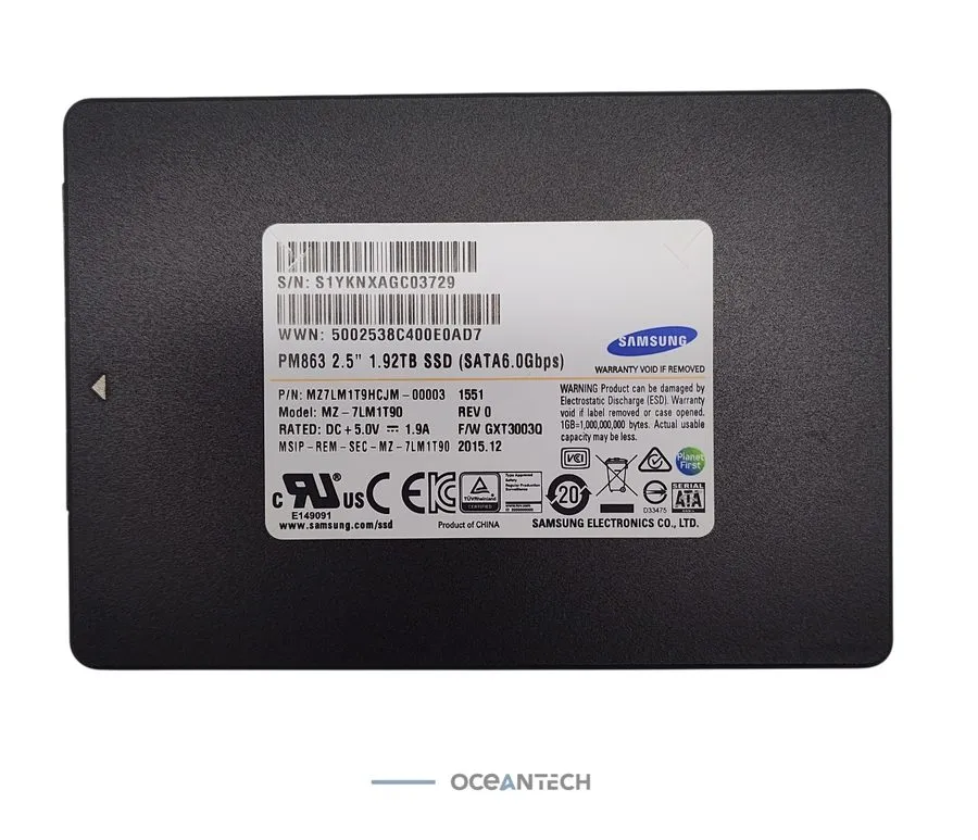 SSD-накопитель MZ-7LM1T90 Samsung PM863 1.92TB SATA 6Gbps 2.5'' MZ7LM1T9HCJM-000