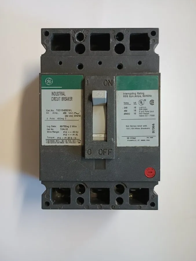 Автоматический выключатель GE TED134050 50A 3-Pole 480V AC E-Frame Circuit Break