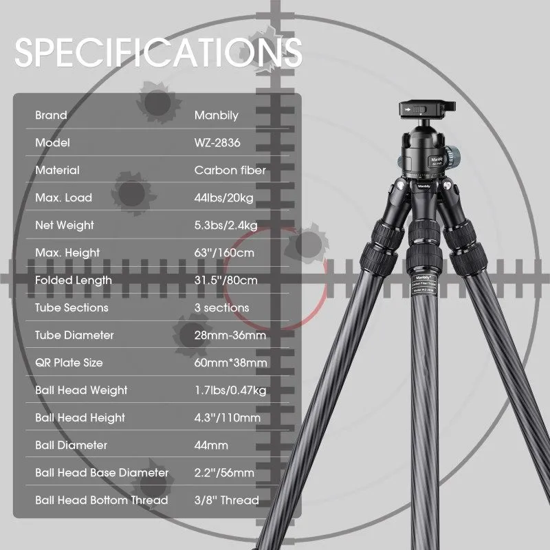 Камера WZ-2836 Shooting Tripod Carbon Fibre Inverted Hunting Tripod — фото лота 1