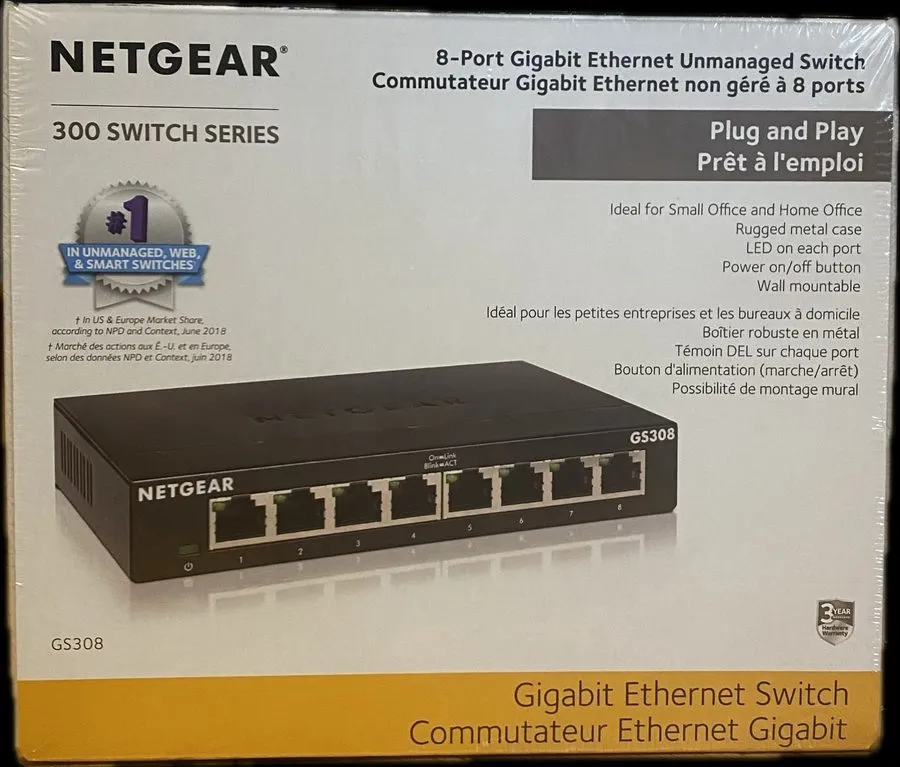 Коммутатор NETGEAR GS308 8-Port Gigabit Ethernet Unmanaged Switch Desktop Wall M