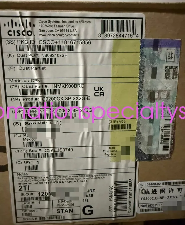 Коммутатор CISCO C9200CX-8P-2X2G-E Switch shipping Via DHL/Fedex