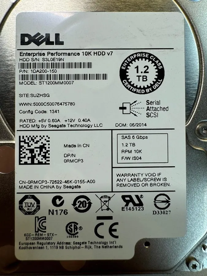 Жёсткий диск Seagate 1DA200-150 1.2TB SAS 6Gbps 10K Hard-Drive ST1200MM0007 HDD 