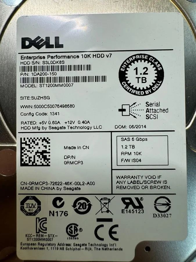 Жёсткий диск Seagate 1DA200-150 1.2TB SAS 6Gbps 10K Hard-Drive ST1200MM0007 HDD  — фото лота 2