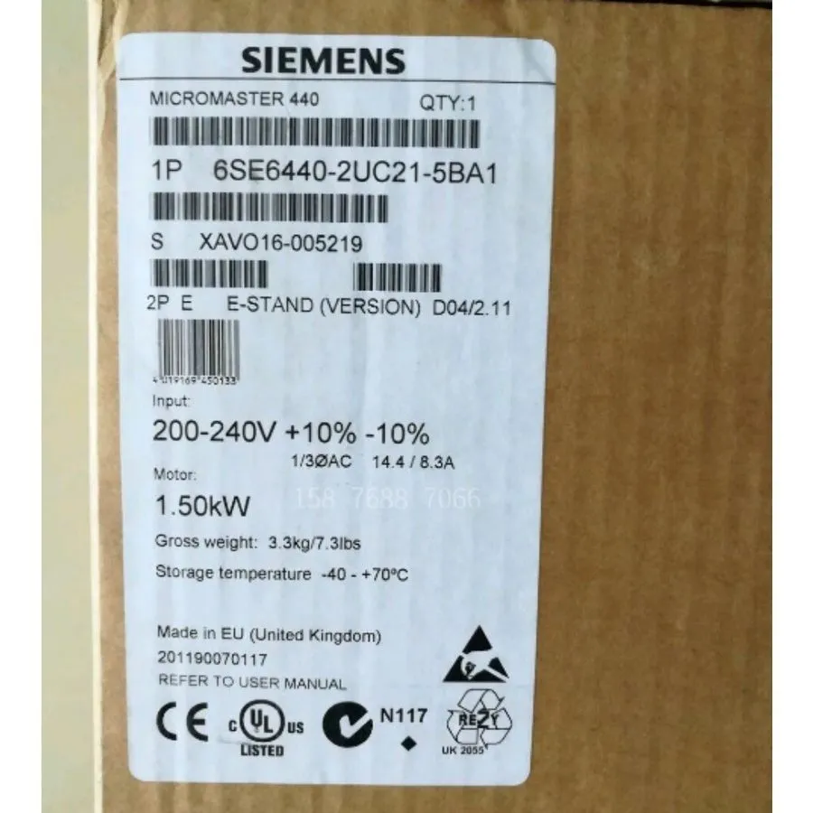 Частотный преобразователь Siemens 6SE6440-2UC21-5BA1 MICROMASTER440 without filt