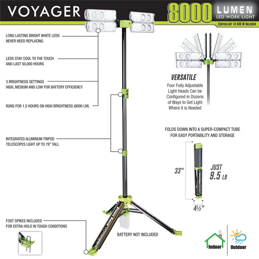Оборудование видеонаблюдения Voyager Pvlr8000ac 8000 Lumen Collapsible Cordless — фото лота 2