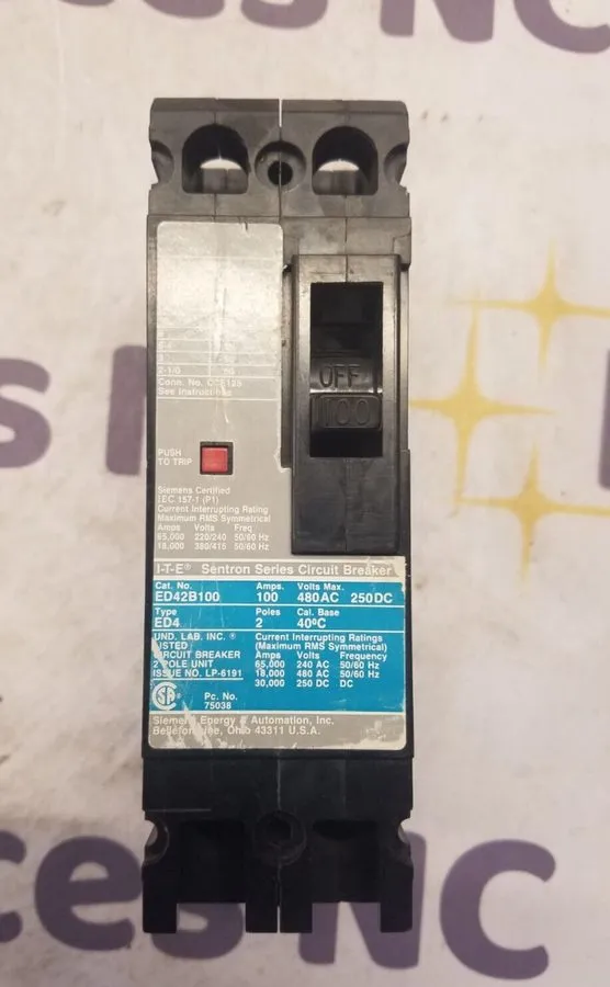 Автоматический выключатель Siemens ED42B100 Circuit Breaker 100A 2P 480V 1PH ED4