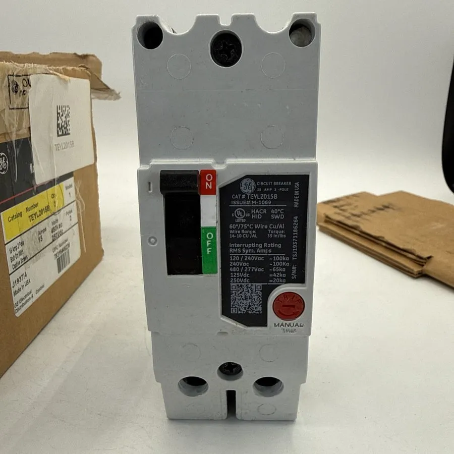 Автоматический выключатель TEYL2015B General Electric 15A 480V 2 Pole Bolt-On Ci — фото лота 2