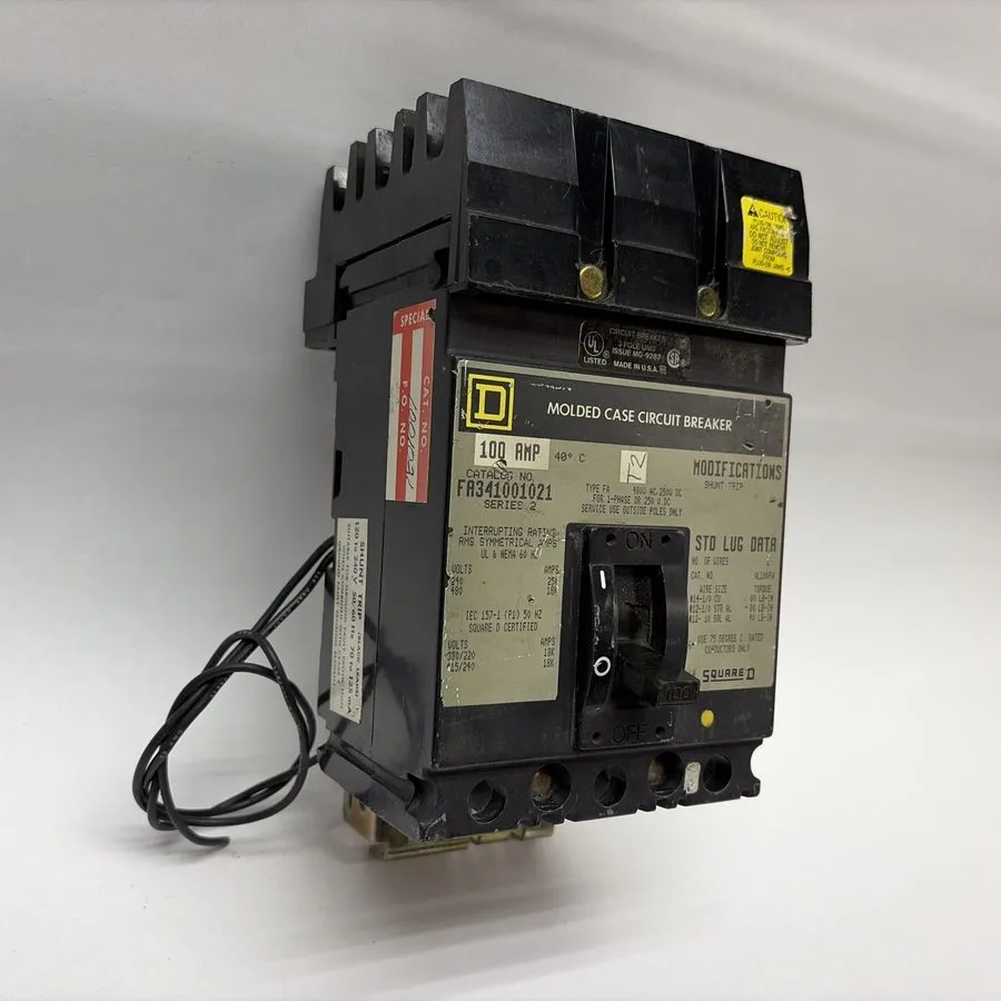 Автоматический выключатель Square D FA341001021 100 Amp 3 Pole 480V Circuit Brea — фото лота 1
