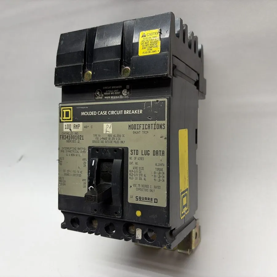 Автоматический выключатель Square D FA341001021 100 Amp 3 Pole 480V Circuit Brea — фото лота 2