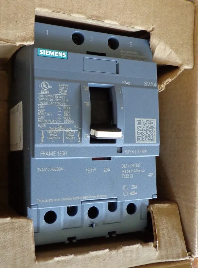 Автоматический выключатель 1 Siemens 3VA4130-5ED34-0AA0 480V 3-Pole Circuit Brea