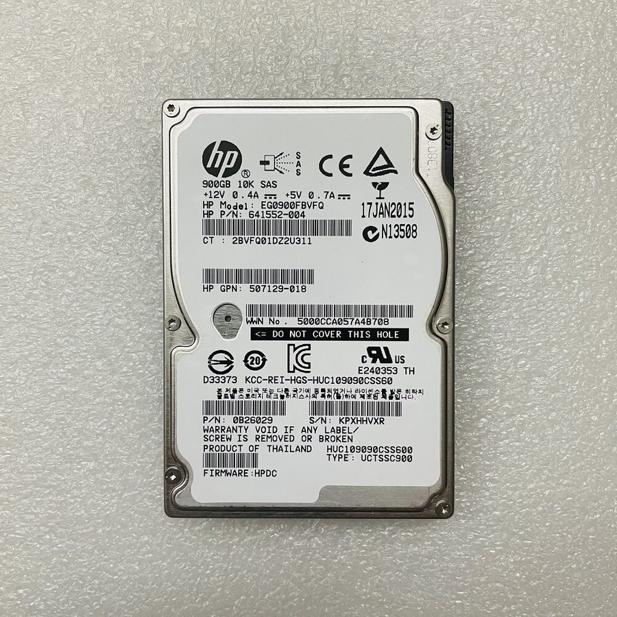 Жёсткий диск HP 900GB 10K SAS 6G 2.5" EG0900FBVFQ HDD 641552-004 507129-018 Supp