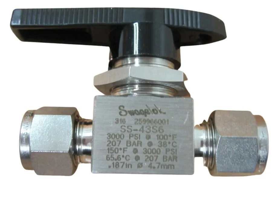 Фитинг Swagelok SS-43S6 Stainless Steel 3/8" Tube Fitting Manual Ball Valve