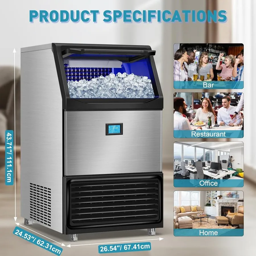 Льдогенератор Ginkman Commercial 110V 1200W Freestanding Ice Maker 550LBS/24H wi