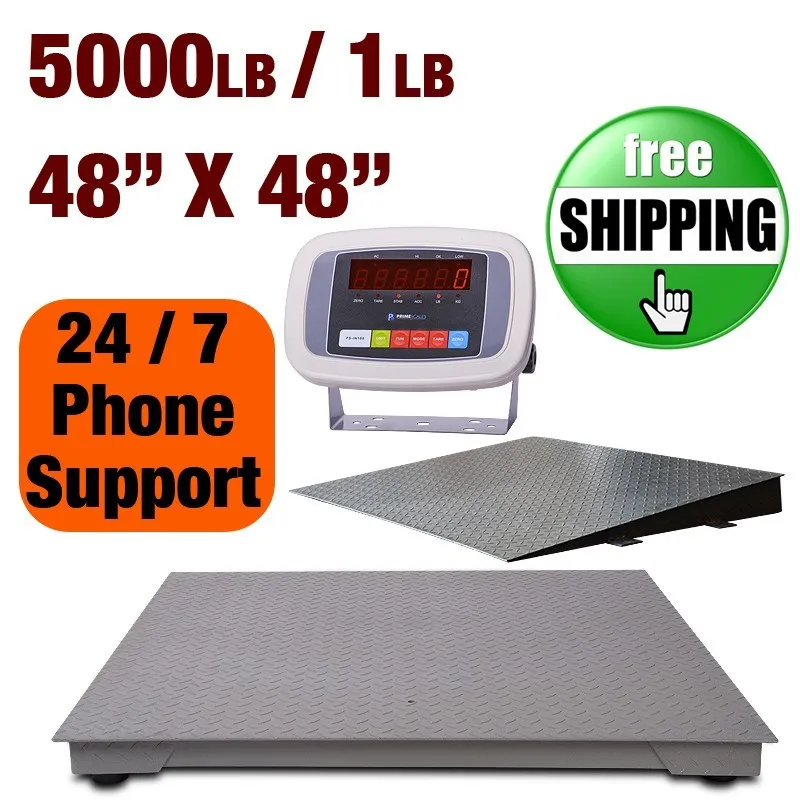 Весы Prime Scale 5000x1lb Floor Scale 48x48 w PS-IN108 Indicator Ramp Industrial