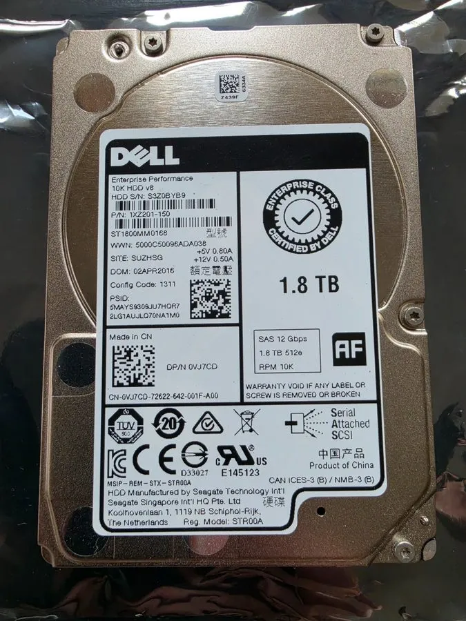 Жёсткий диск VJ7CD 0VJ7CD ST1800MM0168 Dell 1.8TB 10K RPM 12Gb/s 128MB 2.5"SAS H