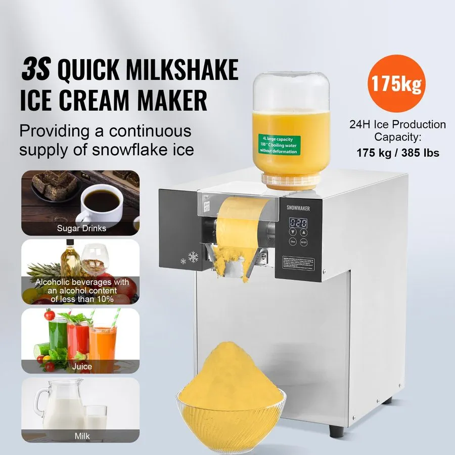 Льдогенератор Commercial Snowflake Ice Machine 80-260KG/24H Snow Ice Cream Cone  — фото лота 1