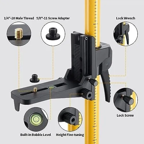 Нивелир Firecore FLP370C 12 Ft Laser Level Pole W/ Tripod 1/4-20 5/8-11 Telescop — фото лота 2