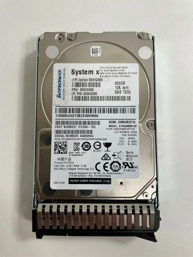 Жёсткий диск Lenovo 00WG695 00WG696 00WG699 900GB 12Gbps 10K 2.5" SAS HDD HARD D