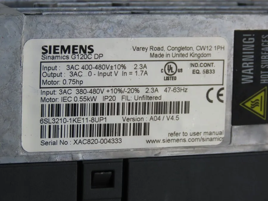Частотный преобразователь Siemens 6SL3210-1KE11-8UP1 Sinamics G120C DP 0.75HP 40