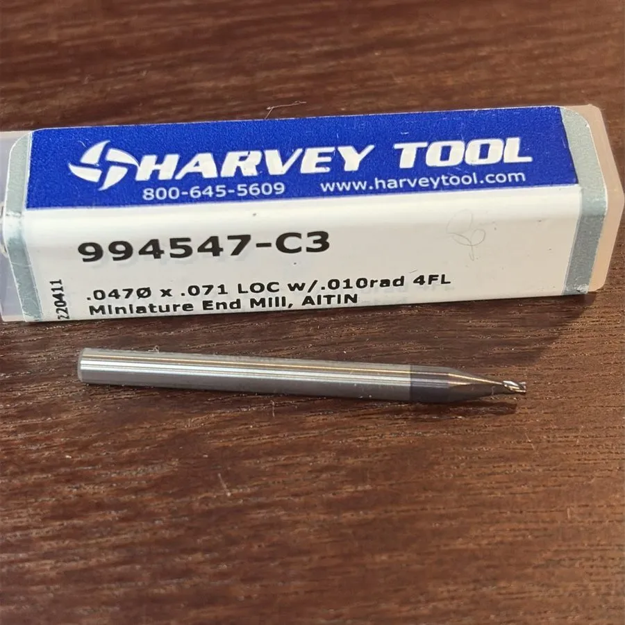 Режущий инструмент Harvey Tool HTC 994547-C3 Carbide Corner Radius End Mill 3/64 — фото лота 1