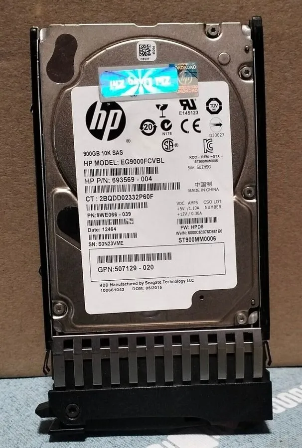 Жёсткий диск HP QR478A 665749-001 900GB SAS 6G 10K SFF 2.5 IN M6625 HDD Hard Dri — фото лота 1