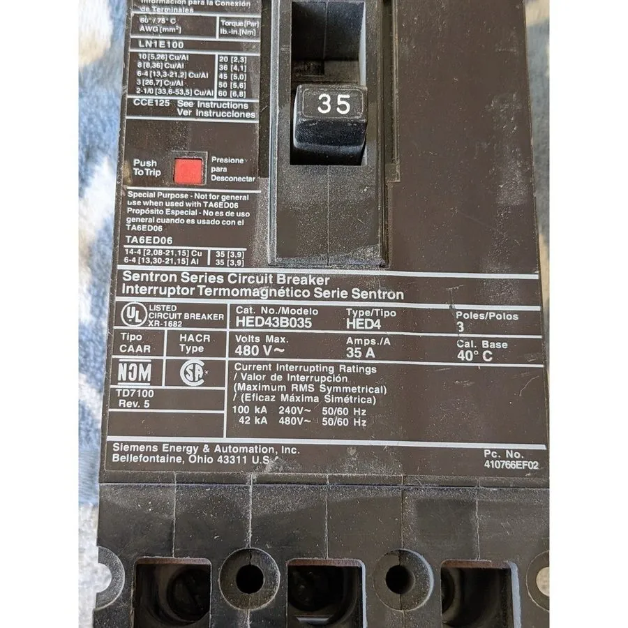 Автоматический выключатель Siemens HED43B035 Sentron Series Circuit Breaker 35A — фото лота 2