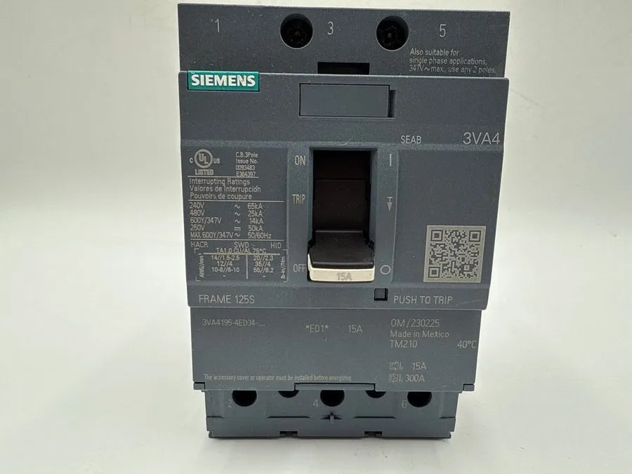 Автоматический выключатель SIemens 3VA4195-4ED34-0AA0 15A 480v 25kA 3P Bolt-on C