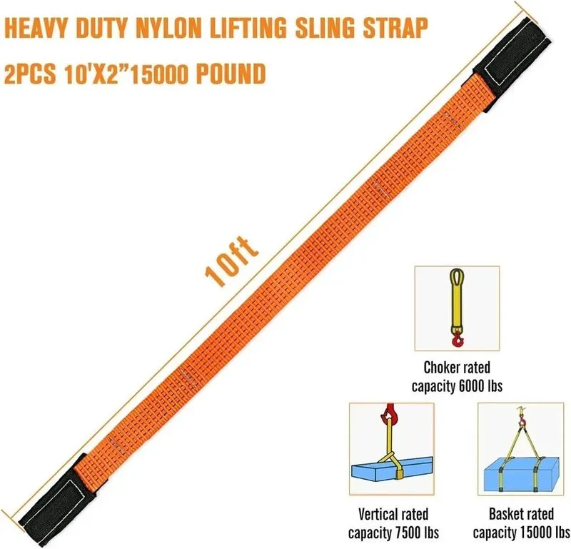 Строп 2" x10FT Heavy Duty Nylon Lifting Sling Strap, 15000lb Capacity Super Stur — фото лота 4