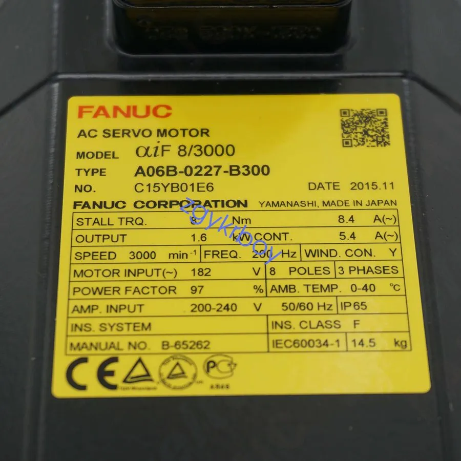 Серводвигатель FANUC A06B-0227-B300 Alpha iF 8/3000 AC Servo Motor 1.6kW