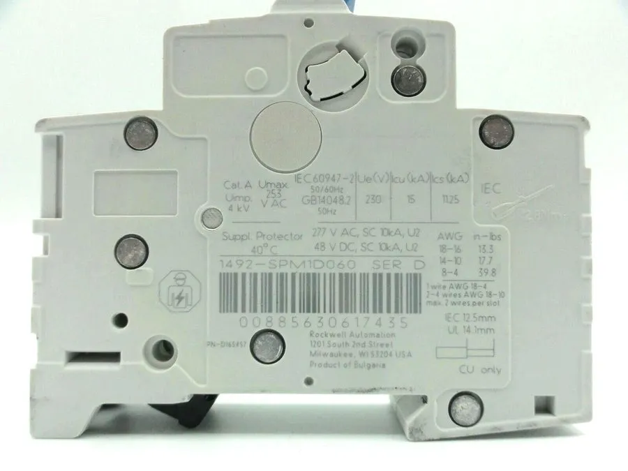 Автоматический выключатель ALLEN BRADLEY 1492-SP1C060 SER C MINI CIRCUIT BREAKER
