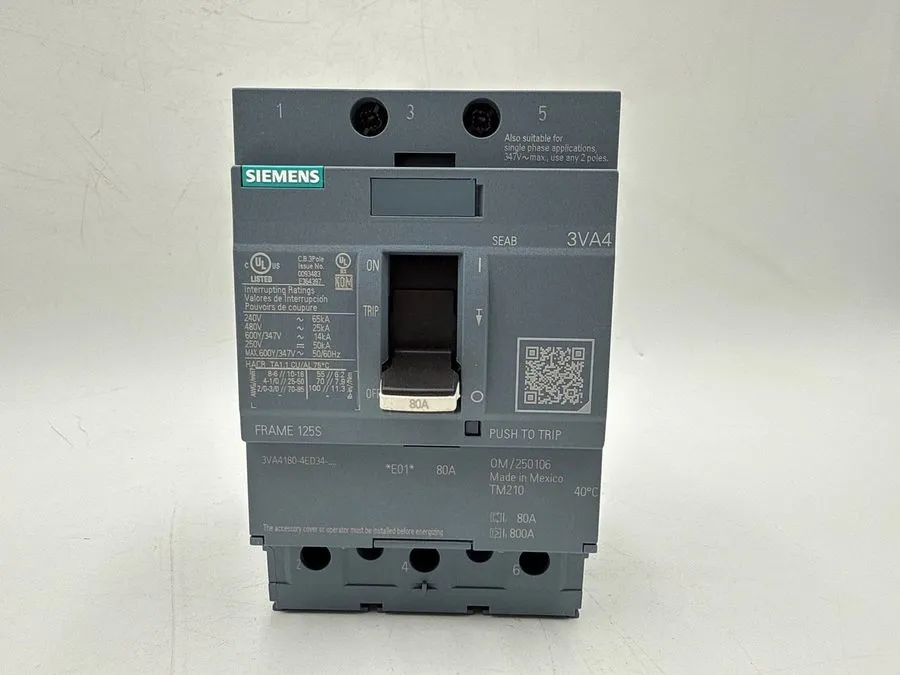 Автоматический выключатель 3VA4180-4ED34-0AA0 Siemens Circuit Breaker 3 Pole 80 