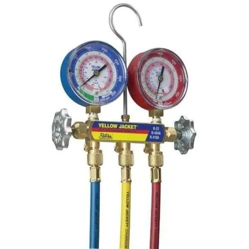 Манометрический коллектор Yellow Jacket HVAC 4-Valve Manifold Gauge Set w/ Hoses