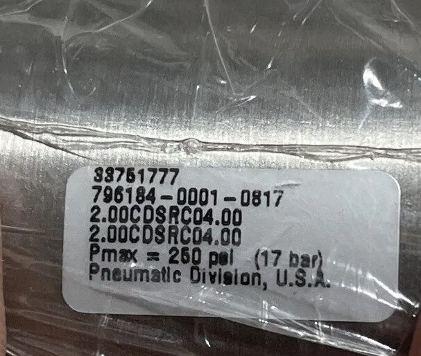 Пневмоцилиндр Parker 2.00CDSRC04.00 Pneumatic SS Air Cylinder, Series 4MA, 2.00  — фото лота 1