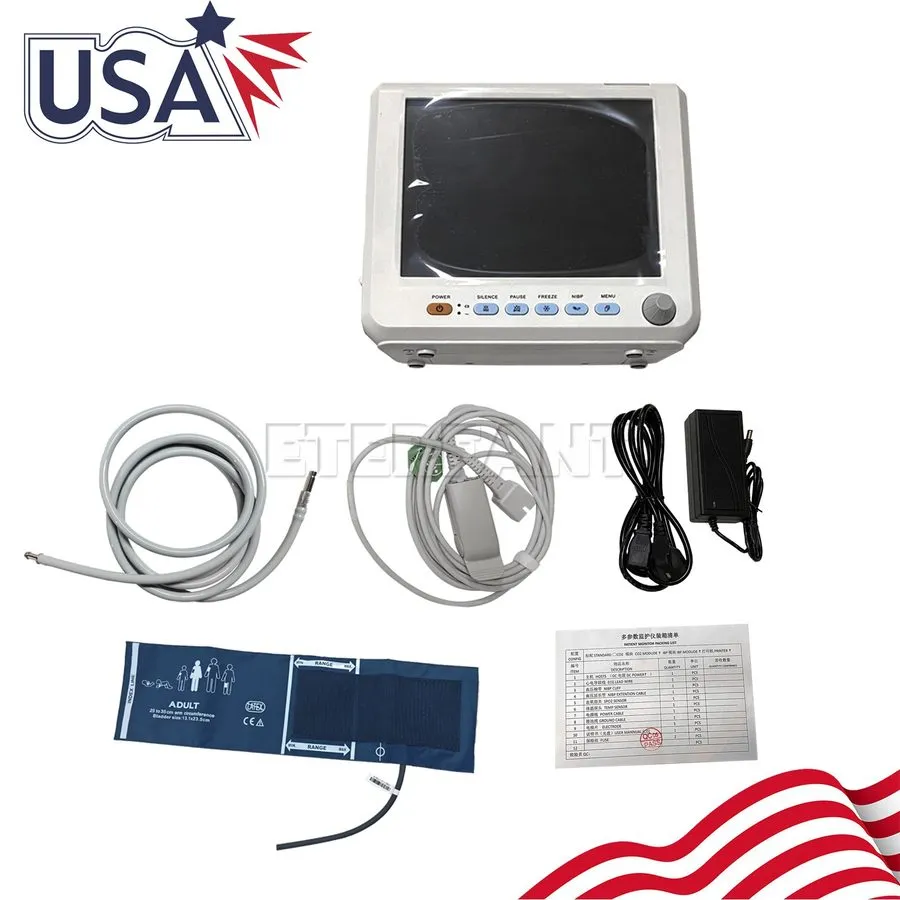 Датчик SpO2 ETERFANT Patient Monitor ICU CCU 8" Vital Sign для Hospital PR/NIBP/ — фото лота 2