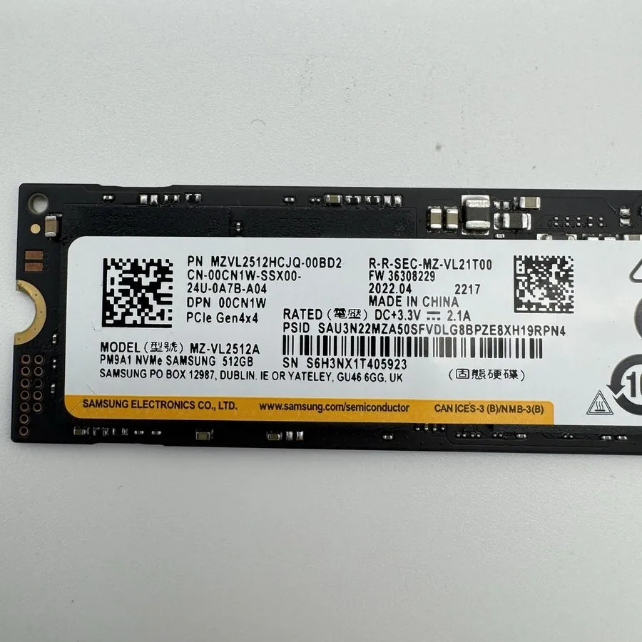 SSD-накопитель Samsung PM9A1 512GB M.2 2280 NVMe SSD MZVL2512HCJQ-00BD1 MZ-VL251