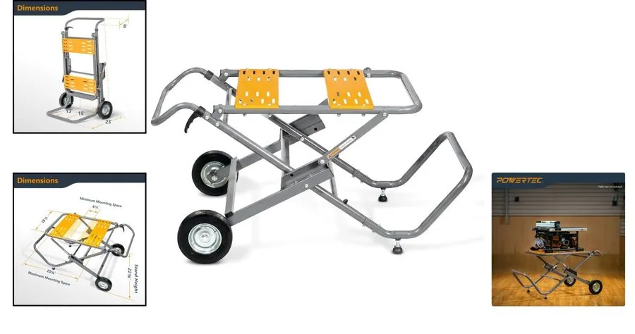 Оборудование ЧПУ Powertec Table Saw Stand With Wheels 330 Lb Foldable Portable M — фото лота 1