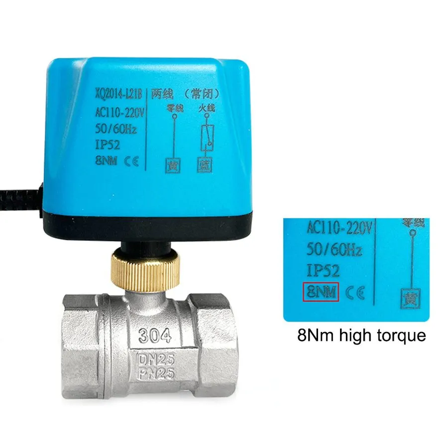 Клапан AC220 DC24V Electric Two-Way Ball Valve Stainless Steel N/C N/O DN15-DN32 — фото лота 2