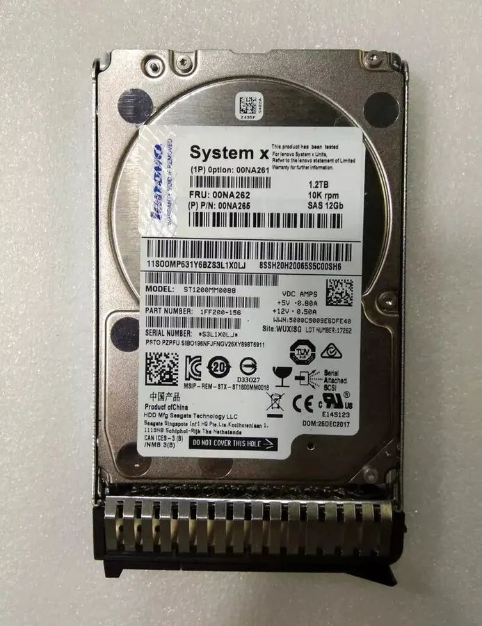 Жёсткий диск 00NA261 00NA262 Lenovo IBM 1.2TB 10K 12Gbps SAS 2.5" G3HS 512e HDD — фото лота 1