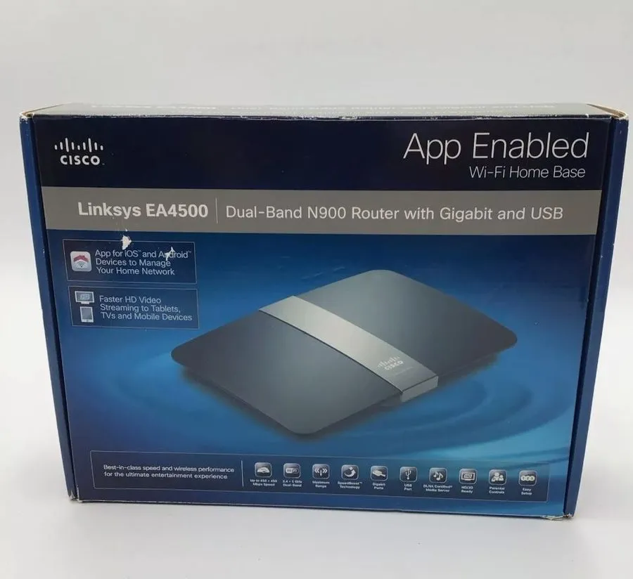 Маршрутизатор Cisco Linksys EA4500 Dual-Band N900 WiFi Router Gigabit USB