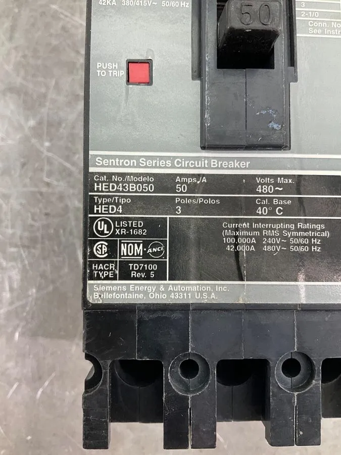 Автоматический выключатель Siemens Sentron Seires Breaker HED43B050 3 Pole 50 Am
