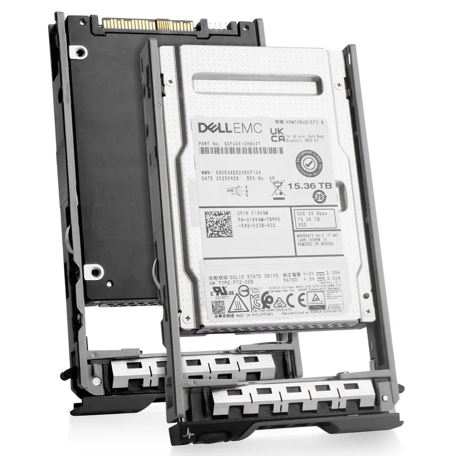 SSD-накопитель Dell 15.36TB SAS-4 24Gb/s 3D TLC 2.5" 1 DWPD Intensive SSD 019VGM — фото лота 1
