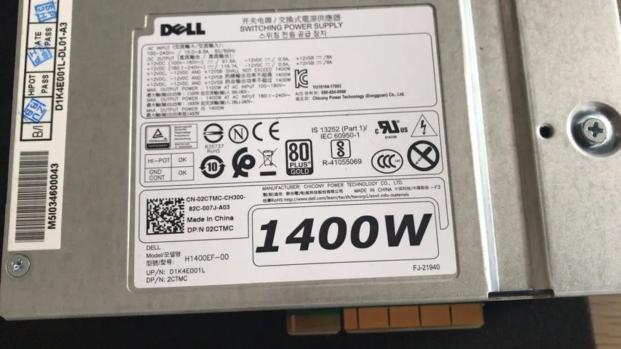Блок питания Dell 2CTMC 1400W Power Supply H1400EF-00 PSU Precision T7820 T7920 