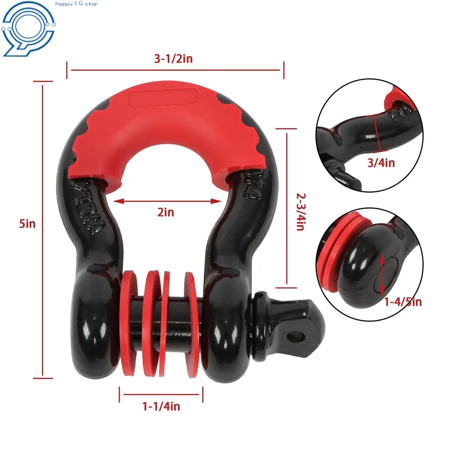 Такелажная скоба Recovery Tow Strap Kit 3" x 20' With 3/4" Anti-Theft D-Ring Sha — фото лота 2
