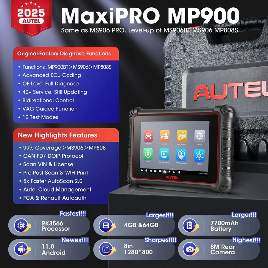 Диагностический сканер 2026 Autel MP900 Full System OBD2 Diagnostic Scanner ECU  — фото лота 1