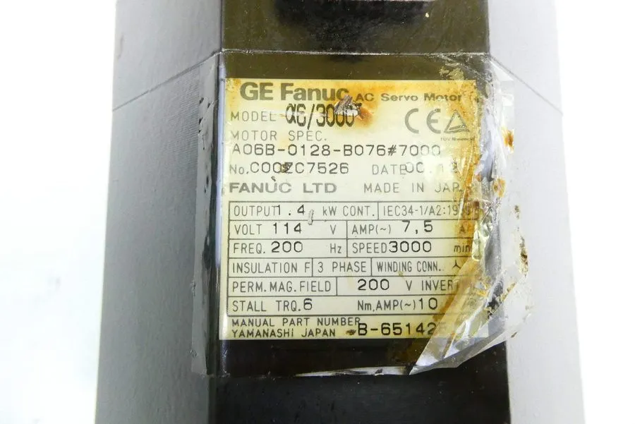 Серводвигатель Fanuc a6/3000 AC Servo Motor A06B-0128-B577#7076 1.4 kW, 114 V Mo