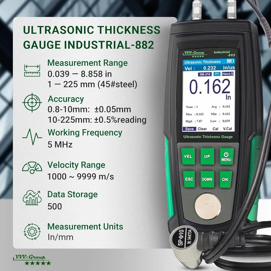 Толщиномер Ultrasonic Thickness Gauge Industrial-882 / Steel Metal Thickness Gau
