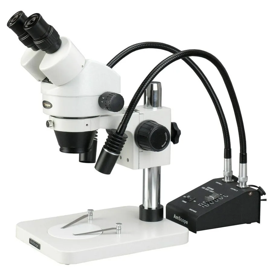 Микроскоп AmScope 3.5X-225X Zoom Stereo Microscope w Gooseneck LED Lights + 1.3M — фото лота 1